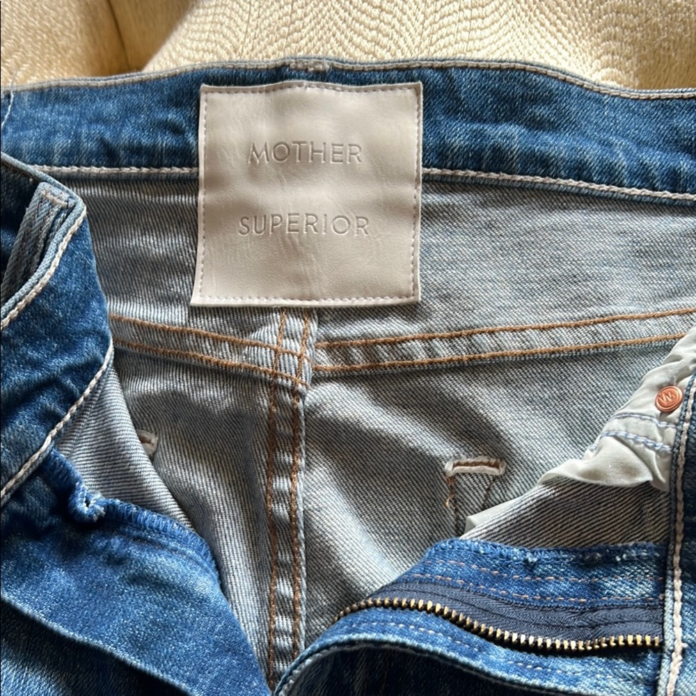 MOTHER High Rise Blue Jeans with Classic Stitching